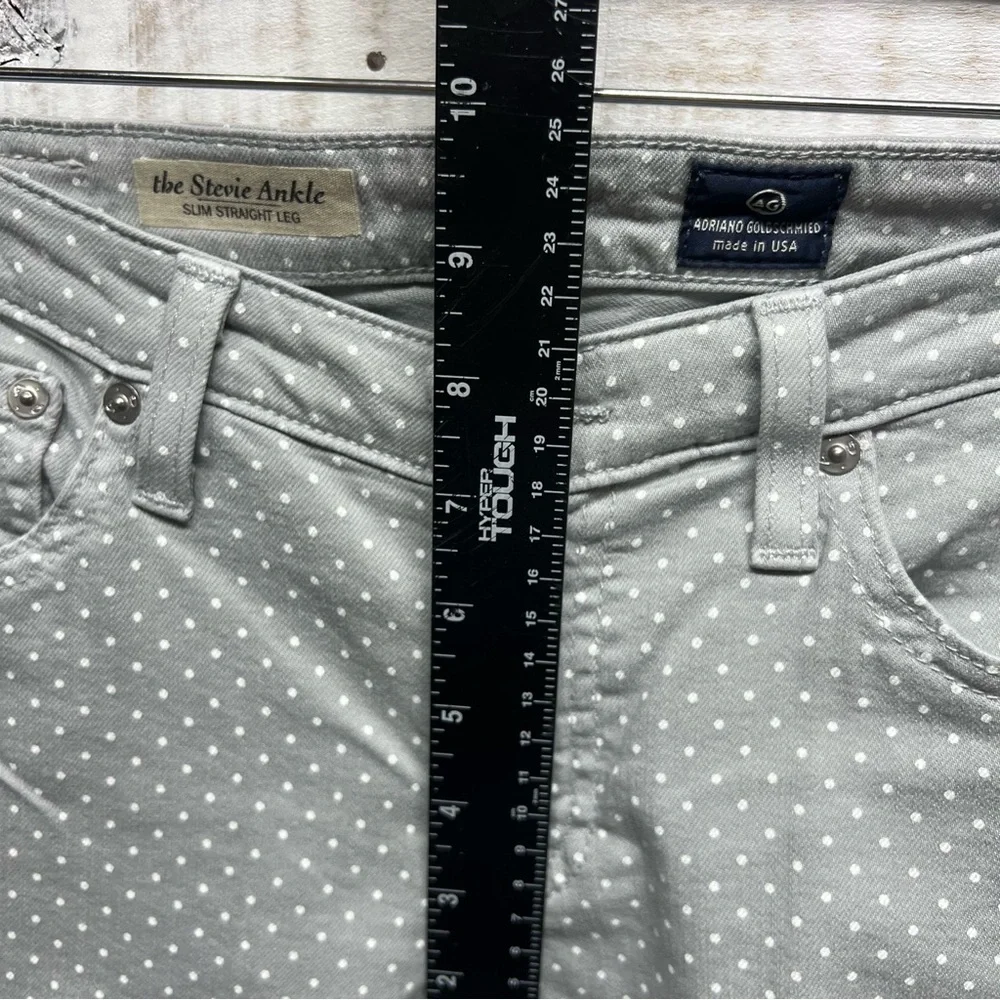 AG Adriano Goldschmied Jeans Womens 27 Stevie Ankle Slim Straight Gray Polka Dot